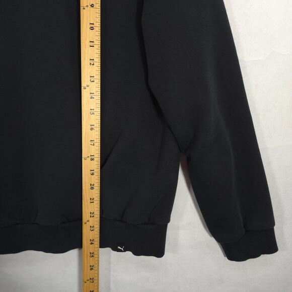 PUMA Hoodie Mens Small Gray Black Essential Big Logo Fleece Long Sleeve Pullover - Picture 6 of 9